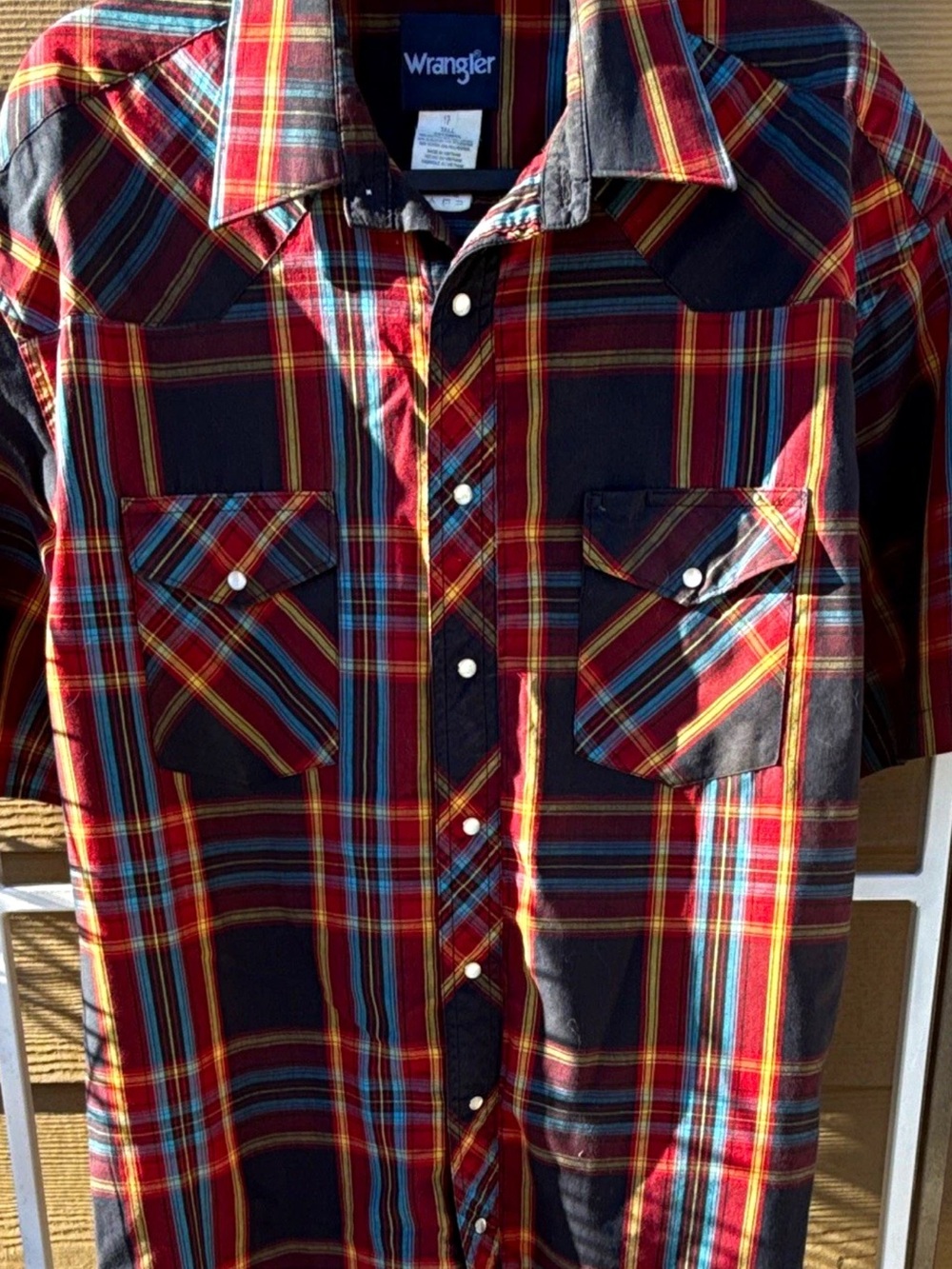 Wrangler Vintage kk New Pearl snaps tall Plaid Western-Style Buttn